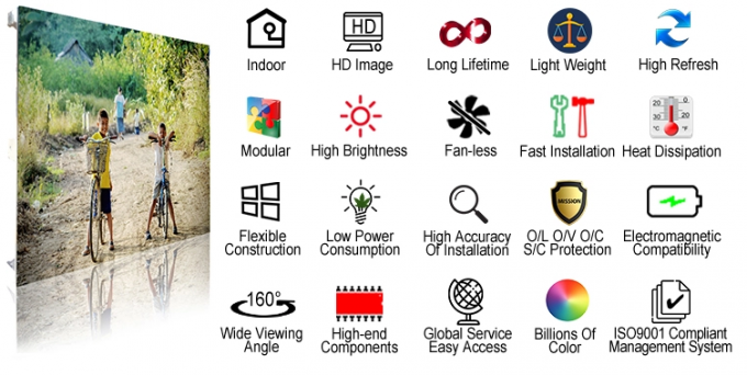 شاشة عرض LED ملونة كاملة داخلية P3 HD مخصصة مرنة فوق سطوع 1300 Cd