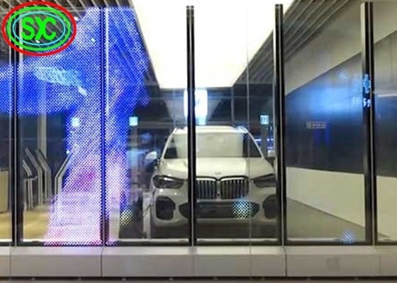 الشاشة الشفافة LED عالية الوضوح كامل اللون الحائط الشفاف 32768 نقطة / متر مربع للإيجار