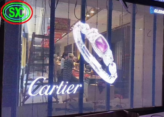 شاشة LED شفافة للزجاج التجاري الداخلي P3.91-7.82 لون كامل