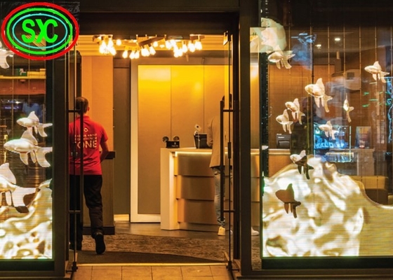 شاشة LED شفافة للزجاج التجاري الداخلي P3.91-7.82 لون كامل