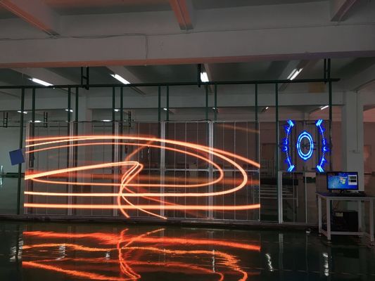 P3.91 الشاشة الشفافة الزجاجية LED Display Brightness For Window Display الشاشة الزجاجية LED Display