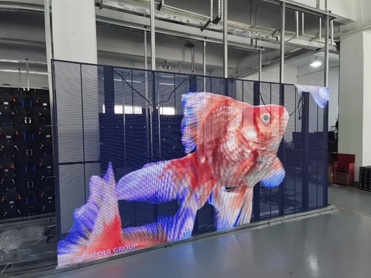واضح شفاف LED جدار الفيديو P3.91 داخلية LED شبكة الستار الإشارات LED شاشة
