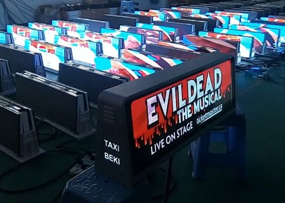 P5 شاشة LED من سقف سيارات الأجرة مزدوجة الجانب IP65 مقاومة للماء