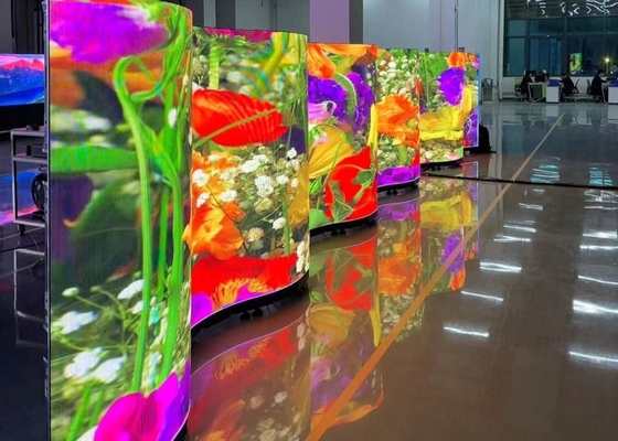شاشة منحنية LED لوحة بيانات P4.81 RGB 1/13 وضع الفحص معدل تحديث عالية خزانة الألومنيوم المصبوب