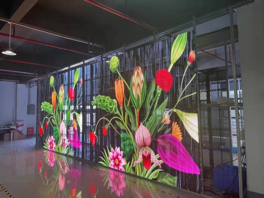 HD Full Color Video Advertising Led Screen G3.91-7.82 نافذة داخلية زجاجية شفافة