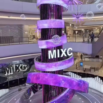 شاشة إعلانية خارجية 360 درجة أسطوانة LED العرض العمود المنحني