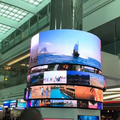 شاشة إعلانية خارجية 360 درجة أسطوانة LED العرض العمود المنحني