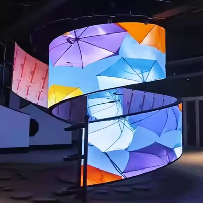 شاشة إعلانية خارجية 360 درجة أسطوانة LED عرض عمود منحنى