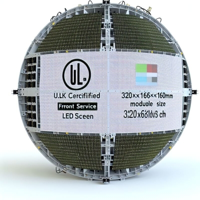 شاشة LED كروية بخدمة أمامية معتمدة من UL مع حجم وحدة 320 * 160 مم وشهادة UL