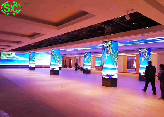 سعر جيد الأماكن المغلقة P3.9 LED مكعب مركز للتسوق الإعلان RGB عمود 360 درجة في الأماكن المغلقة الانترنت