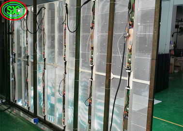داخلية P3.91 الشاشة الشفافة LED الزجاجية النافذة الخزانة الألومنيوم المادة أدى الشاشة الشفافة