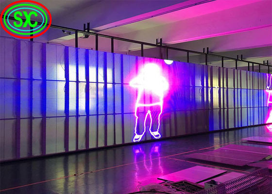 Full Color HD مرنة 4000cd/sqm Transparent Led Panel شاشة مشرقة شفافة