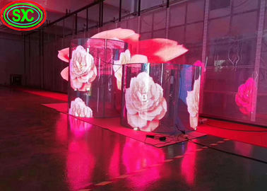 ضوء فائق في الهواء الطلق P3.91-P7.82 500 * 1000mm حجم الخزانة جدار LED شفاف