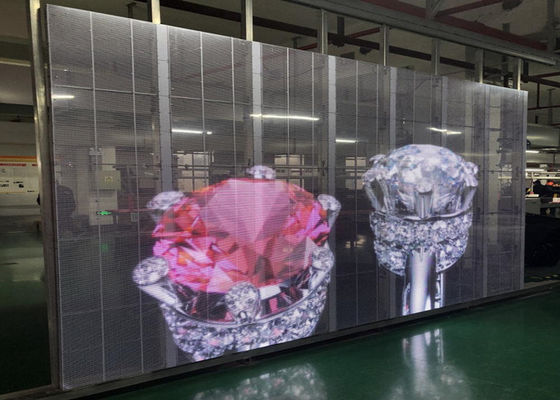 SMD P3.91 1000 * 500mm شاشة شاشة LED شفافة مثبتة على نافذة زجاجية للمخزن التجاري