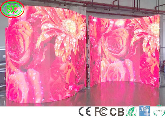1100cd/M2 داخلي P3.91 شاشة LED المرحلة المنحنية 240W/M2 شاشة خلفية المسرح