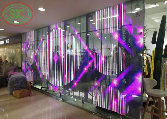 شاشة LED شفافة للطاقة الخضراء G3.91-7.82 1000 * 500mm لعرض الستائر