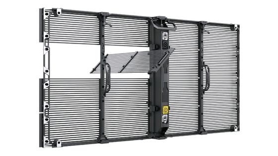 شاشة LED شفافة داخلية P3.9-7.8 ملونة كاملة SMD منحنية مدعومة فيديو جدار الزجاج للمعرض