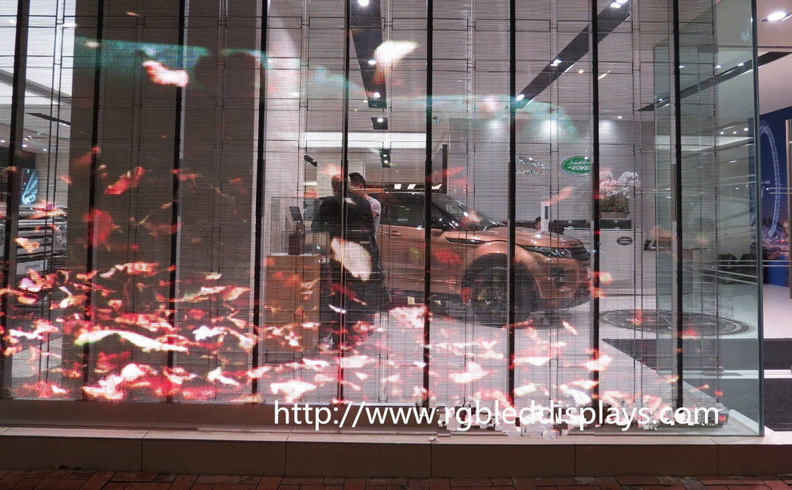 إعلانات محلات الزجاج P3.91-7.82 شاشة عرض LED الشفافة