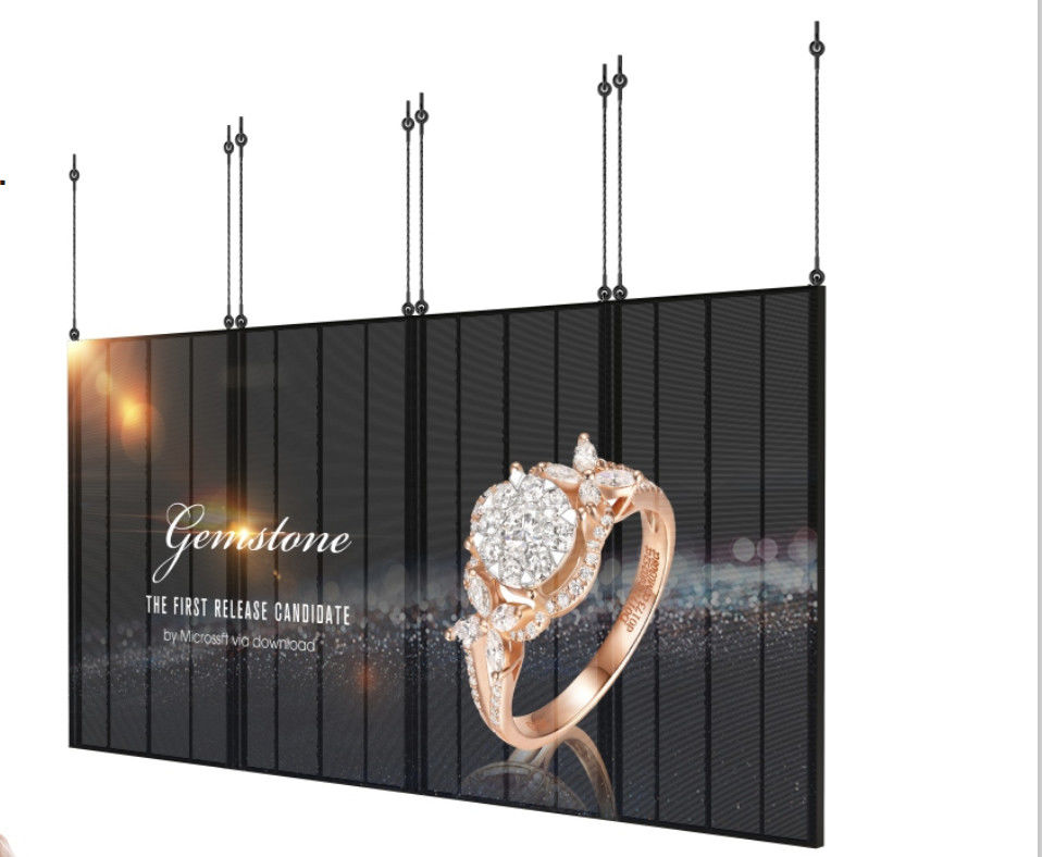 شبكة مضادة للماء الشفافة LED جدار زجاجي P3.91-7.82 لون كامل زاوية مشاهدة 160H/140V 1920-3840Hz معدل تحديث