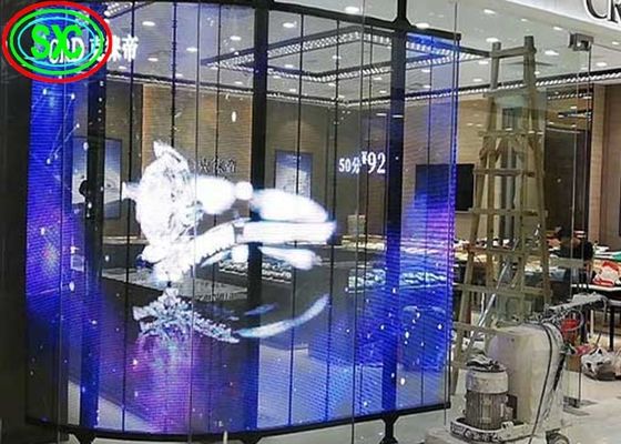 سعر جيد SMD2121 شاشة LED شفافة كاملة الألوان الإعلانات النافذة الإشارات LED شاشة شفافة الانترنت