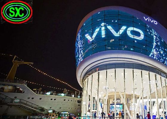 سعر جيد P3.91 شاشة LED شفافة ملونة كاملة 1500cd/sqm للجدران الستارة الزجاجية الانترنت