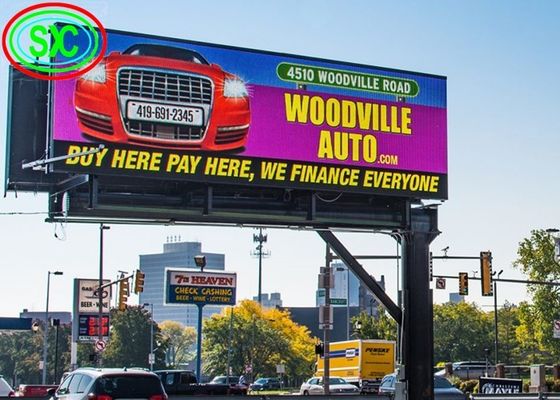 P10 IP67 الشاشة الخارجية الثابتة ذات الألوان الكاملة LED المسبوكة من الألومنيوم ، شاشة الإعلانات