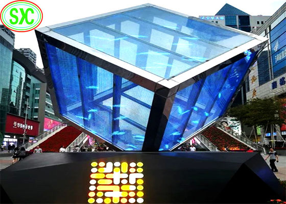 سعر جيد شاشة عرض LED شفافة P7.8125 مم لون كامل للإعلان في الهواء الطلق الانترنت