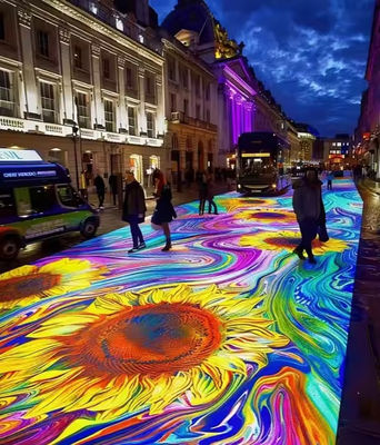 أرضية تفاعلية LED ملونة RGB قابلة للتخصيص مع 8 وحدات W2 X H4