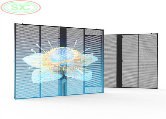 سعر جيد شاشة LED شفافة RGB تجمع بين التصميم النحيف والسطوع العالي للإعلانات الفعالة على الهندسة المعمارية الزجاجية الحديثة الانترنت