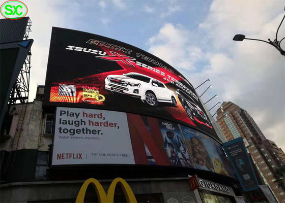 منحنى P10 شاشات عرض كبيرة في الهواء الطلق أدى ، شاشة فيديو LED SMD3535 IP65