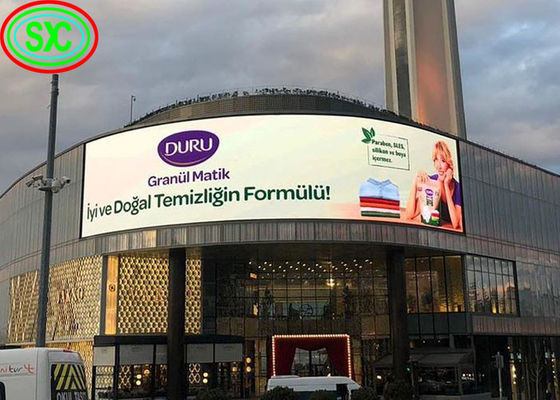 شاشة إعلانات LED خارجية منحنية ، لوحة P6 LED ، عرض LED ملون كامل 20W داخلي ملون كامل