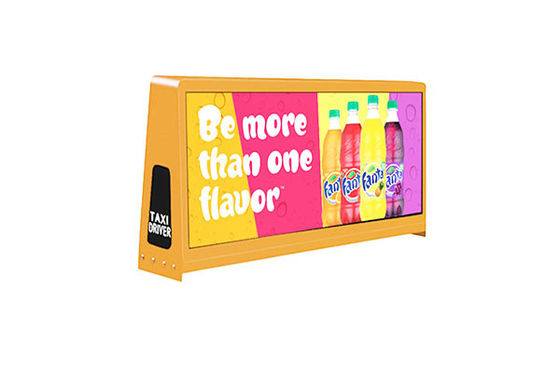 شاشة LED للماء للسيارة ، شاشة سقف تاكسي ملونة كاملة في الهواء الطلق ضعف الجانب