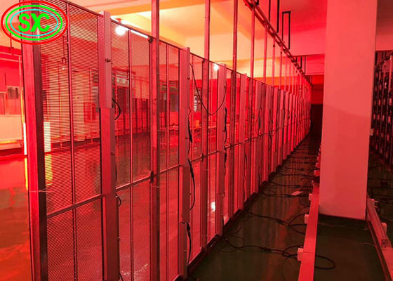 شاشة LED شفافة داخلية P3.9-7.8 ملونة كاملة SMD منحنية مدعومة فيديو جدار الزجاج للمعرض