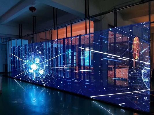 سعر جيد SCX شاشة LED شفافة 500x1000mm واي فاي نافذة زجاجية للبيع بالتجزئة P7.81 شاشة عرض LED زجاجية شفافة الانترنت