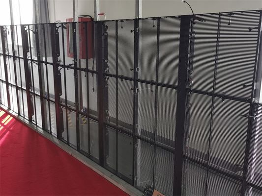 سعر جيد مركز التسوق الموضة اللون الكامل P3.91-7.82 شاشة LED شفافة جدار ستارة زجاجية الانترنت